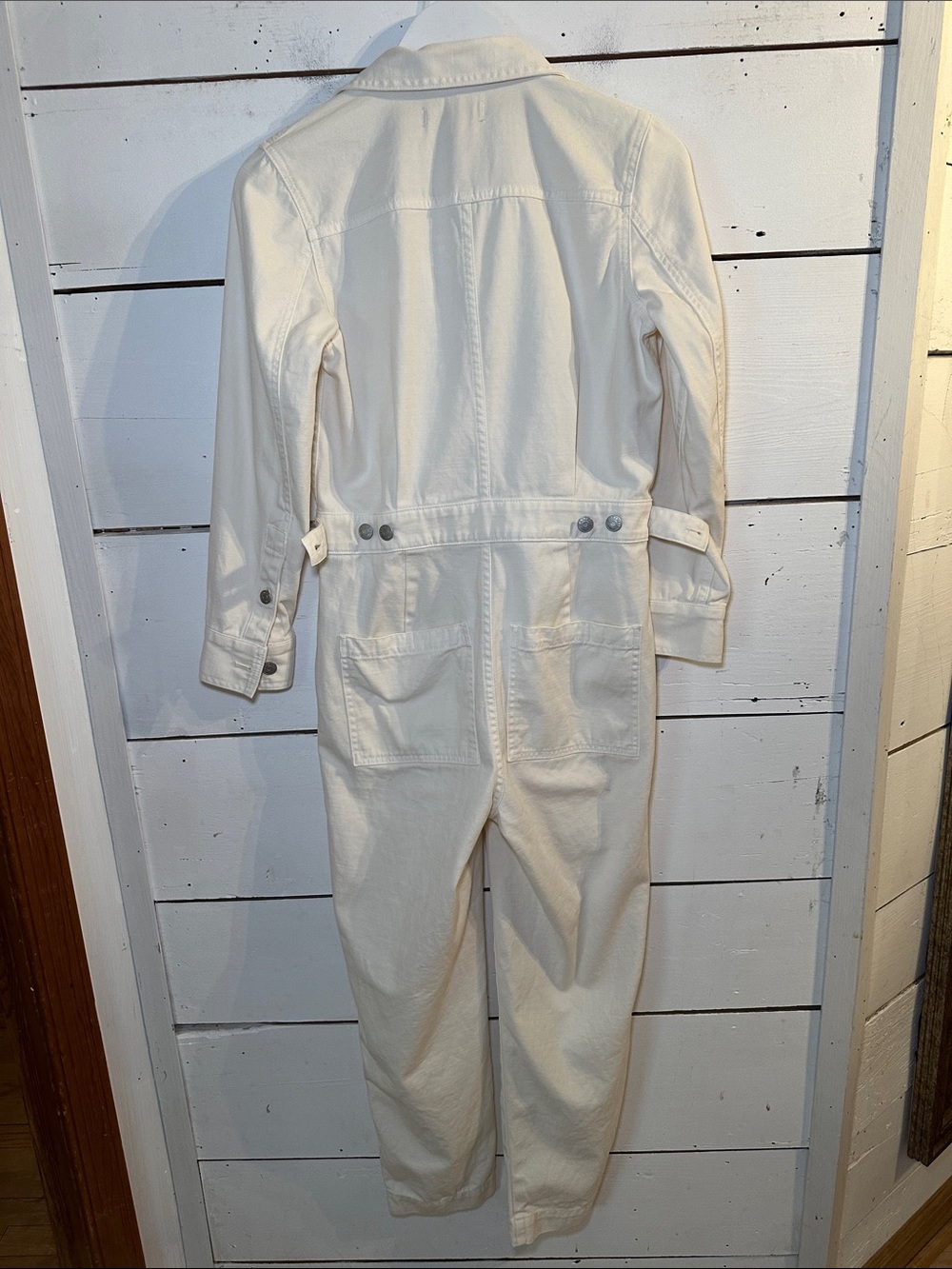 Madewell Garment Dyed Relaxed Coverall Jumpsuit In Antique Cream - Picture 7 of 16